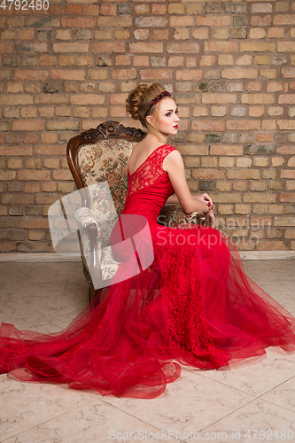 Image of beautiful girl in wedding gown