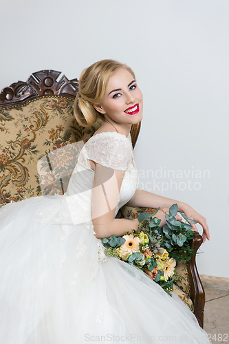 Image of beautiful girl in wedding gown