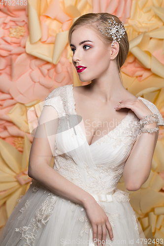 Image of beautiful girl in wedding gown