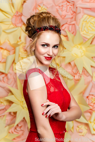 Image of beautiful girl in wedding gown