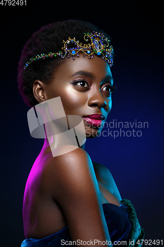 Image of Beautiful black girl with crystal crown