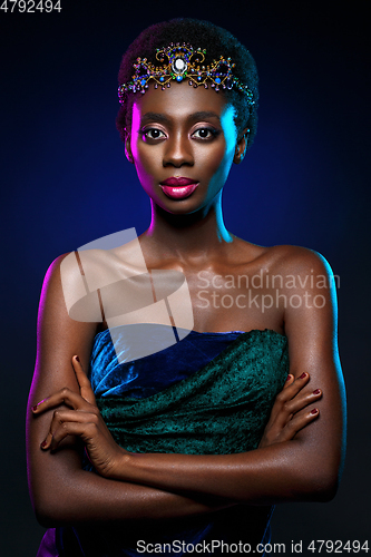 Image of Beautiful black girl with crystal crown