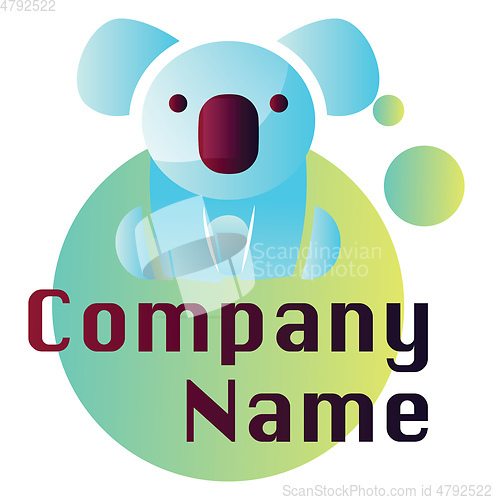 Image of Light blue koala illustration on blue and green circle vector lo