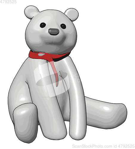 Image of White teddy bear with red scarf vector illustration on white bac