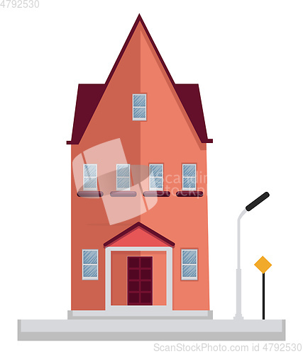 Image of Simple cartoon red building vector illustartion on white backgro