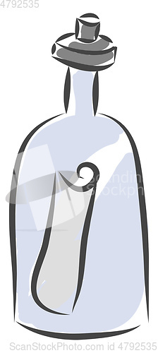 Image of Empty bottle with a letter in it vector illustration on white ba