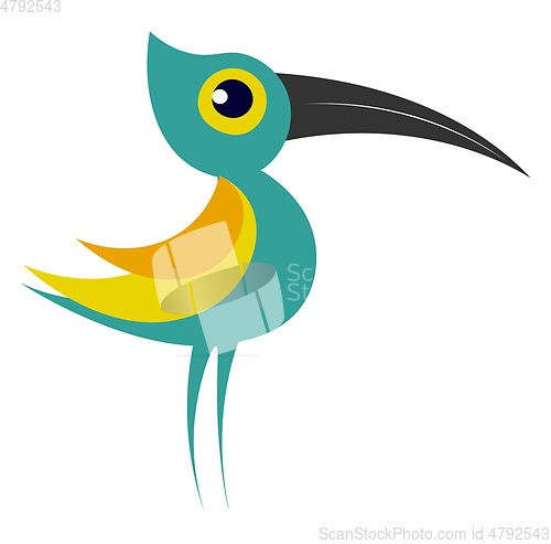 Image of Little green bird vector illustration on white background