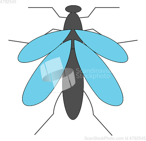 Image of Cartoon grey mosquito vector or color illustration