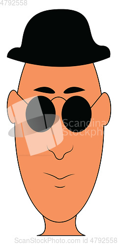 Image of Man wearing black hat and glassesillustration vector on white ba