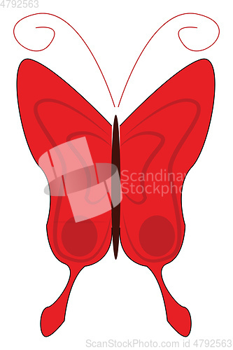 Image of Simple catroon of a red butterfly vector illustration on white b