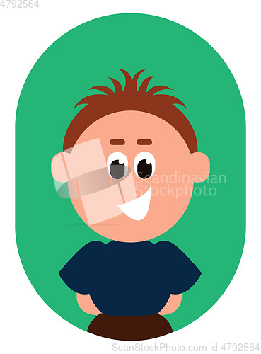 Image of Cartoon funny boy with black eyes rolled down is laughing set on