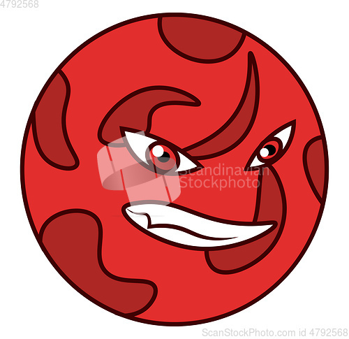 Image of Red angry mars planet vector or color illustration