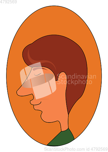 Image of Clipart of a man in a green shirt over oval-shaped yellow backgr