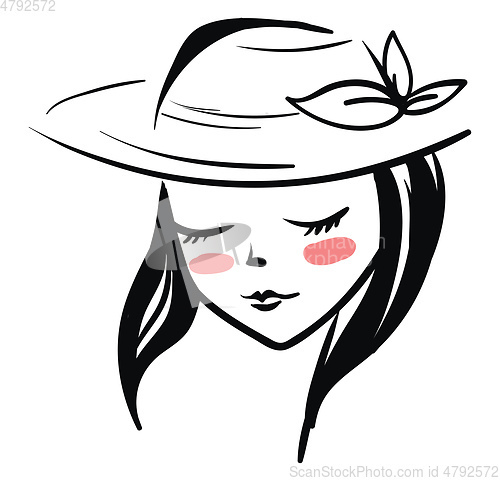 Image of Silhouette of a girl wearing a hat vector or color illustration
