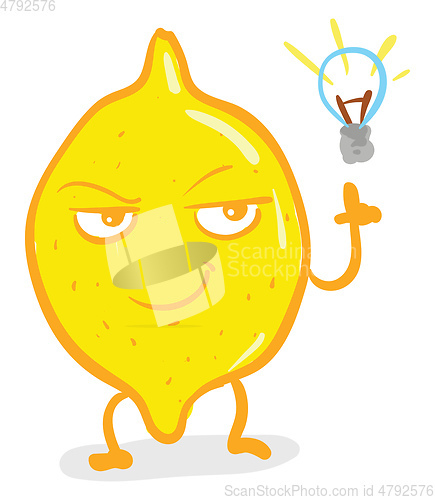 Image of A smart yellow lemon vector or color illustration