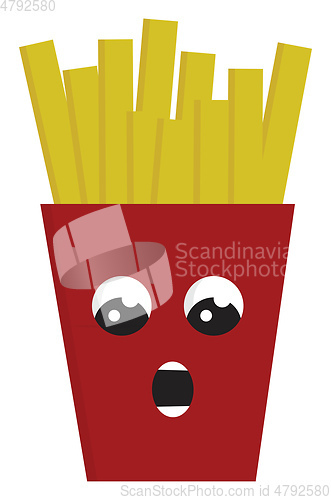Image of Red suprissed french fries box vector illustration on white back