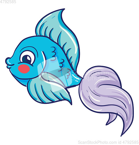 Image of A pretty blue-colored cartoon fish vector or color illustration