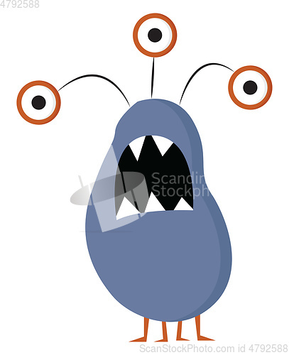 Image of An angry blue monster vector or color illustration