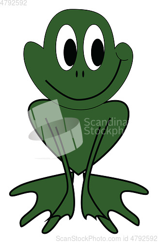 Image of Smiling green frog sitting vector illustration on white backgrou