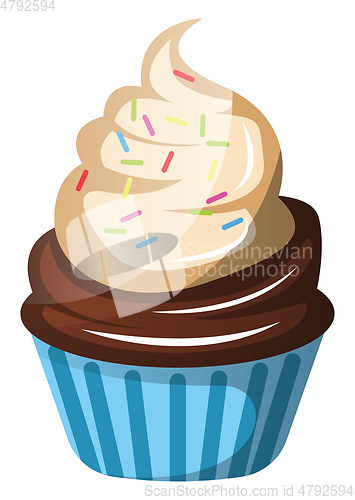 Image of Chocolate cupcake with whipped cream and sprinklesillustration v