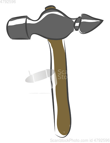 Image of The crooked fat brown hammer vector or color illustration