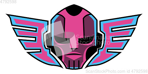 Image of Skeleton Face in pink, vector color illustration.