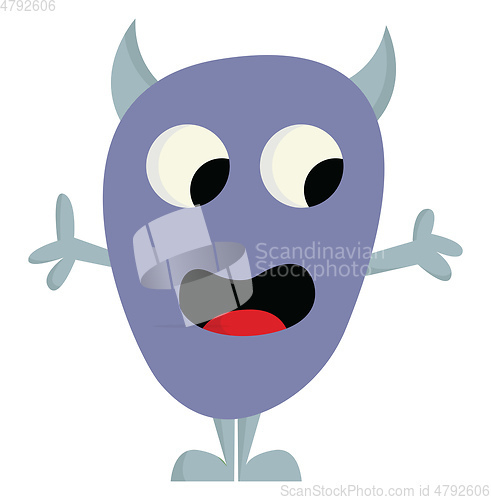 Image of Happy violet monster  vector illustration on white background 