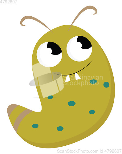 Image of Clipart of a happy green monster vector or color illustration