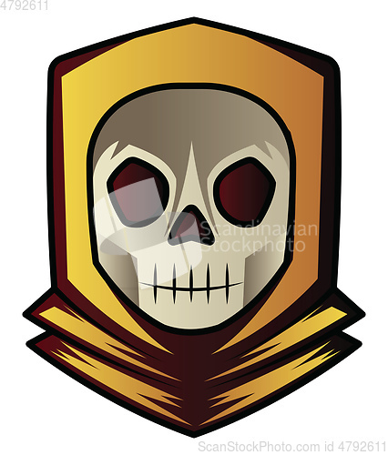Image of Skull wearing yellow hoody illustration vector on white backgrou