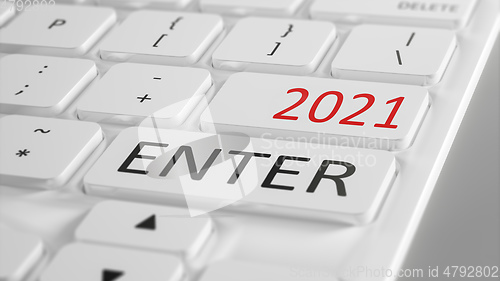 Image of computer keyboard enter New Year 2021