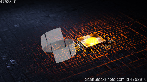 Image of modern cpu future glow dark background