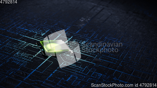 Image of modern cpu future glow dark background