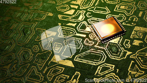 Image of modern cpu future glow dark background