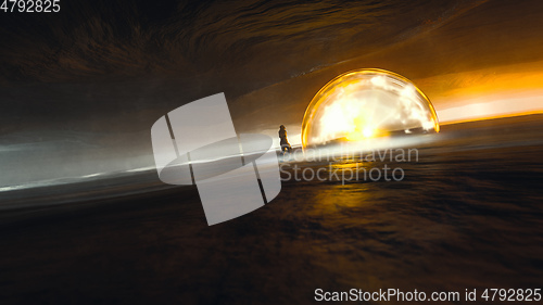 Image of Astronaut discovers an energy ball