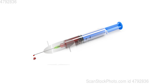 Image of A typical syringe with blood