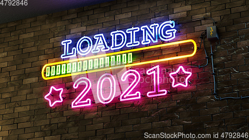 Image of Neon lights loading new year 2021