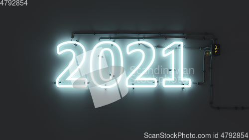 Image of neon lights sign New Year 2021