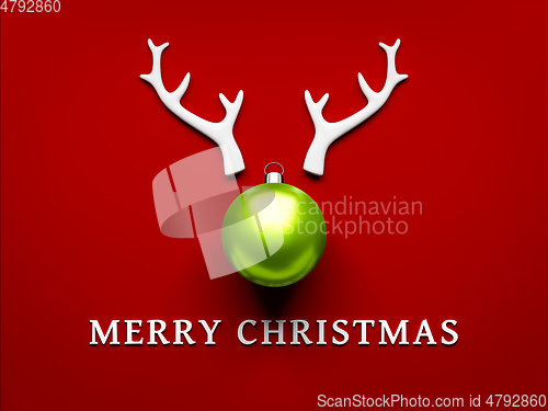 Image of Merry Christmas Decoration antlers and green ball