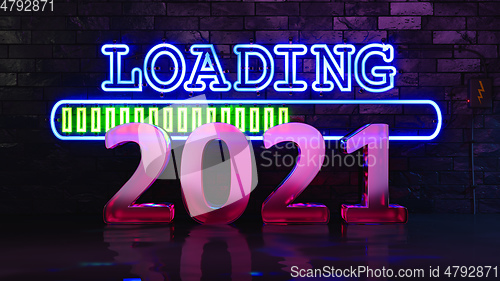 Image of Neon lights loading new year 2021