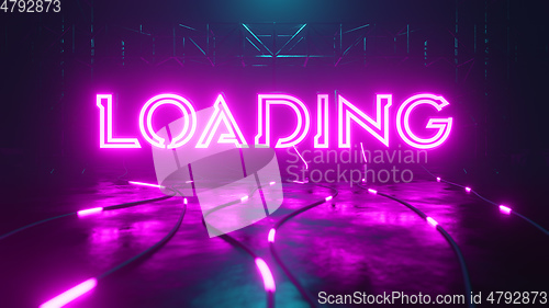 Image of Loading neon sign with glowing cable