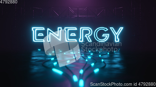 Image of Energy neon sign with glowing cable