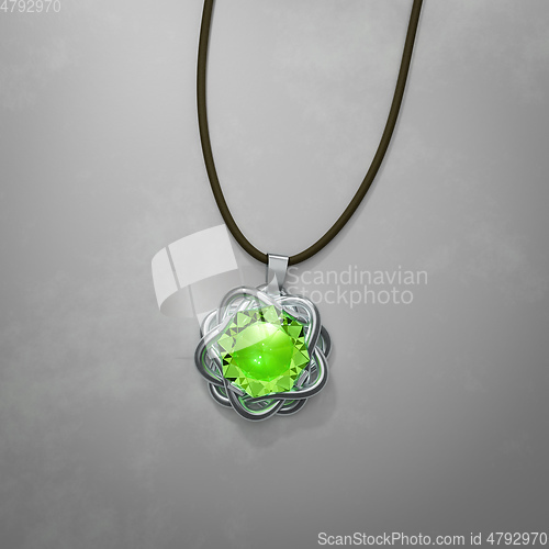 Image of Beautiful emerald jewel necklace on black background