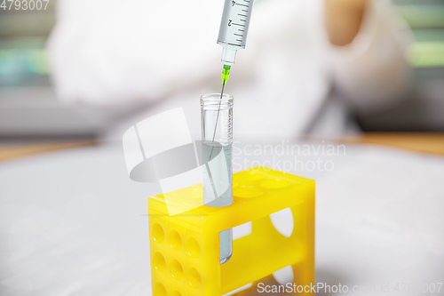 Image of test tube syringe at laboratory