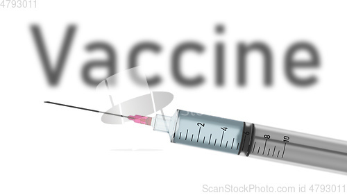 Image of Typical syringe with text vaccine