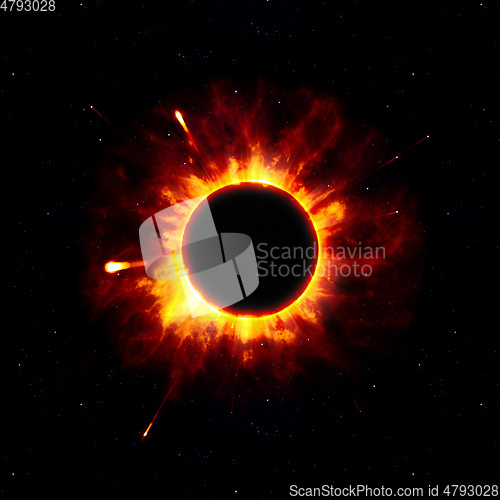 Image of strange space star eclipse explosion