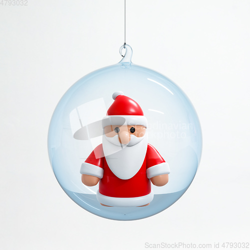 Image of Santa Claus inside a Christmas ball