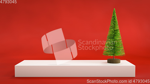 Image of Christmas display background with a toy fir tree