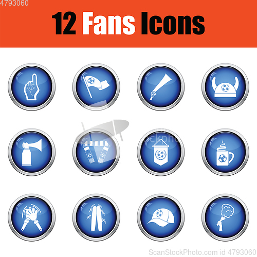 Image of Set of soccer fans icons.