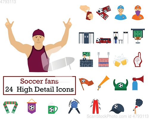 Image of Set of 24 Football Fans Icons
