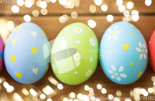 Image of close up of colored easter eggs